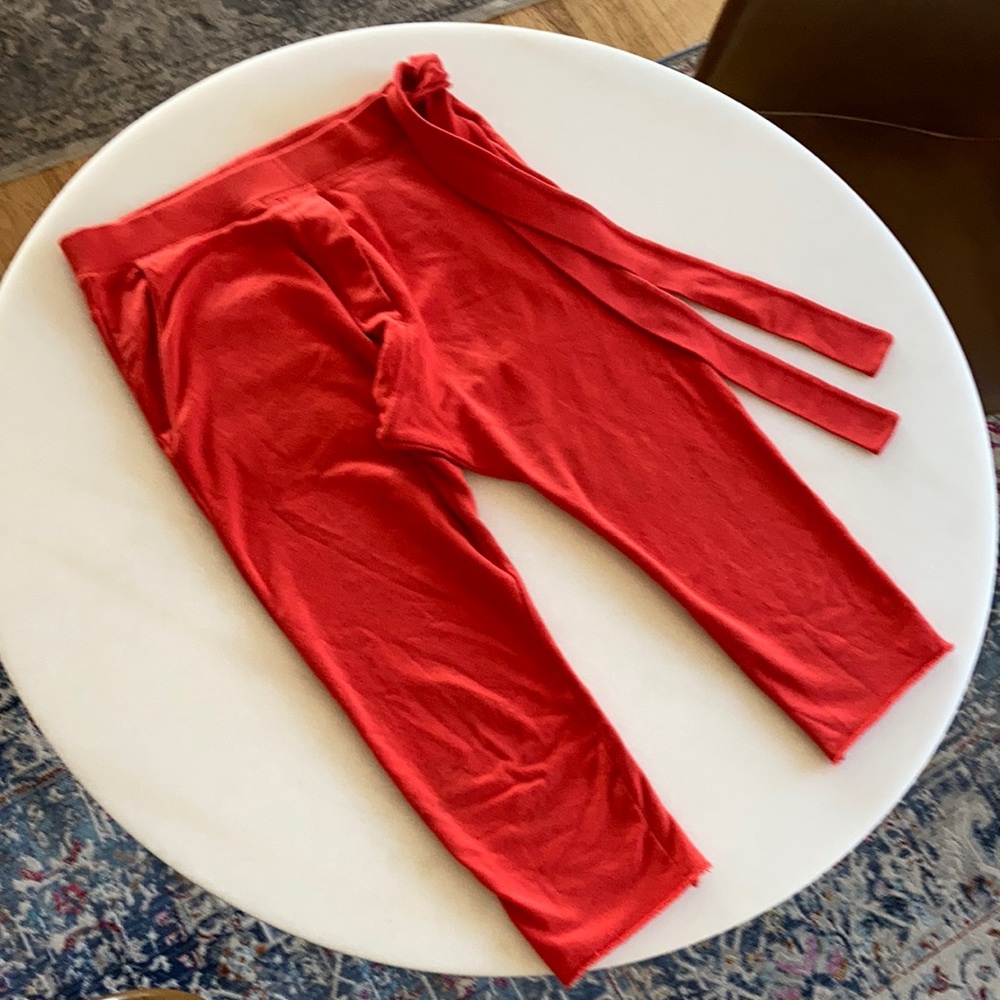 Maison Martin Margiela Paris Red Terry Cropped 4 Pocket Pants